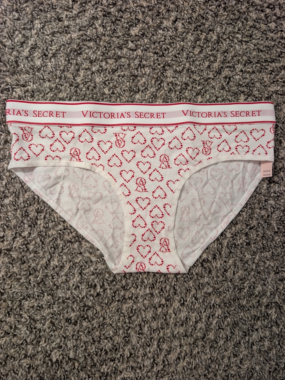 Victoria's Secret White & Red Heart Hipsters
